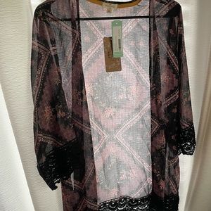 Mason & Belle Laria Crochet Trim Kimono Size Large